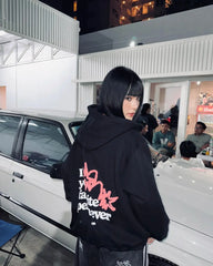 HEARUJOY  -  Korean y2k trend style sports letter cardigan hooded jacket for men and women hip-hop Harajuku retro niche design loose jacket