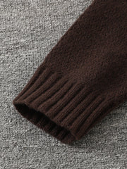 HEARUJOY  -  New Popular Autumn and Winter Pure Color Polo Collar V-Neck Pullover Sweater Casual Round Neck High-End Textured Knitted Men's Pullover