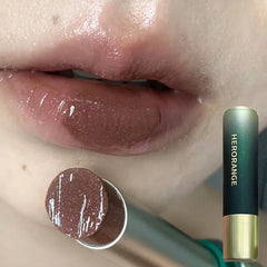 YICKYUE  -  Chocolate Brown Jelly Lipstick Pen Mirror Water Glitter Lip Glaze Waterproof Moisturising Lipstick Transparent Shimmer Makeup