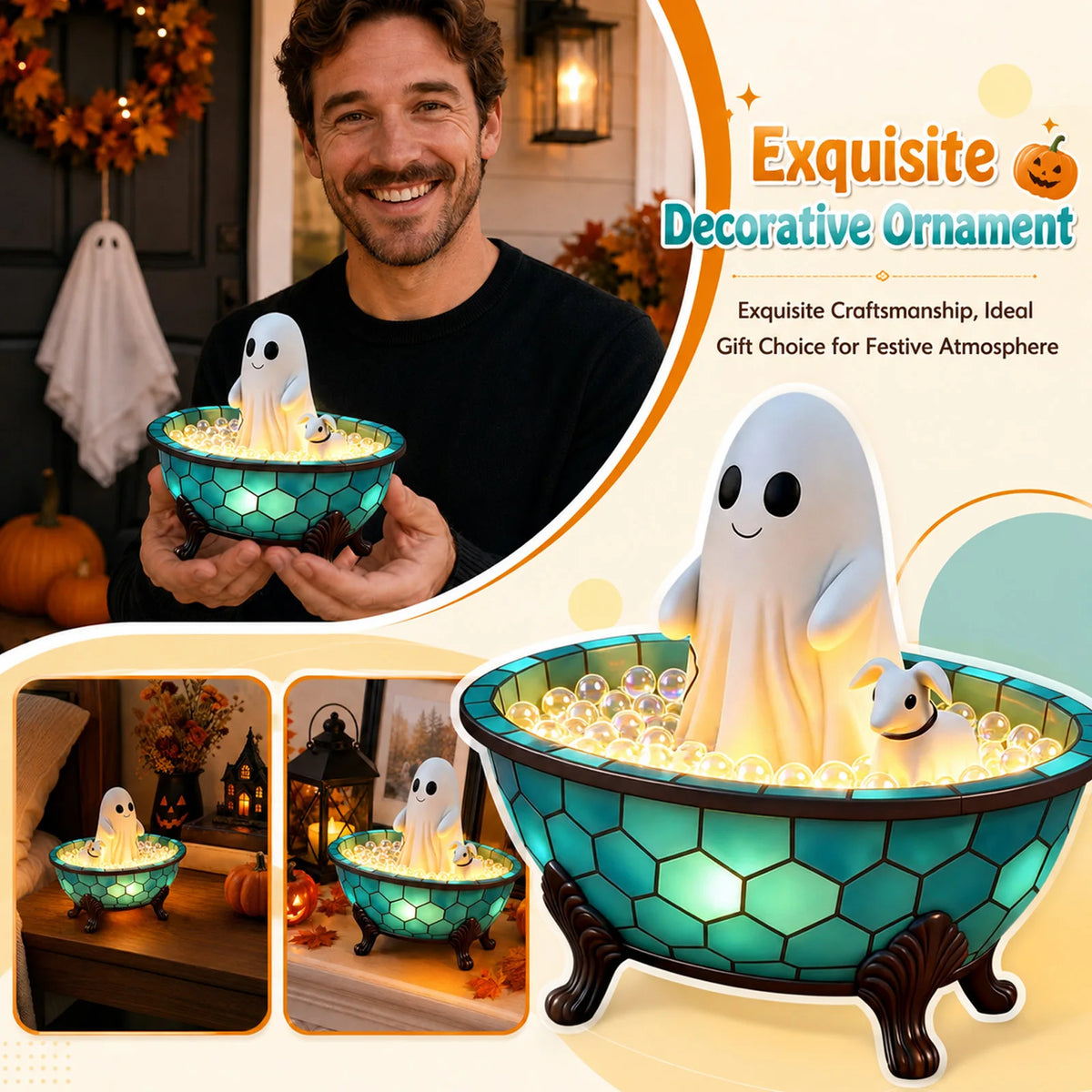 YICKYUE  -  Creative and Cute Halloween Bathtub Night Light Indoor Figurine Lamps Holiday Birthday Fun Gift Party Scene Decoration