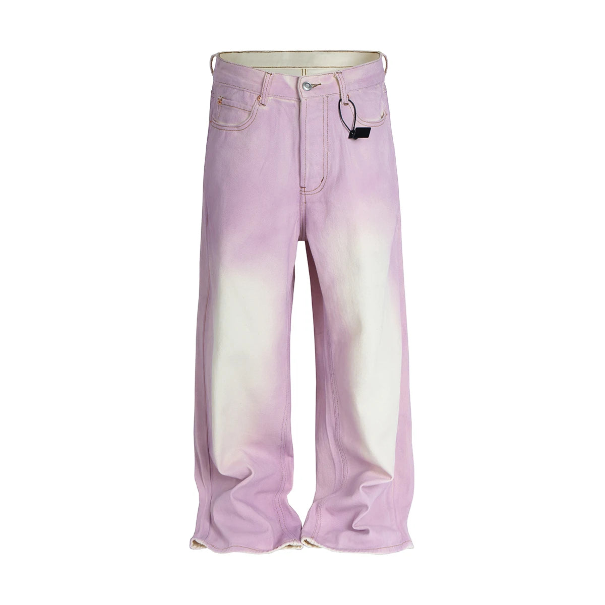 Hearujoy Streetwear Gradient Color Washed Pink Dirty Jeans for Men and Women Straight Casual Baggy Denim Trousres Oversized Loose Cargos