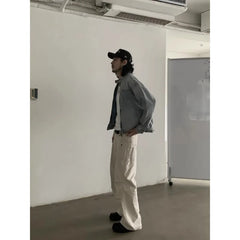 HEARUJOY  -  American Retro Loose Straight Overalls Men's Spring Autumn Multi-pocket Casual Trousers Casual Pants