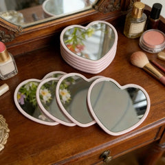 YICKYUE  -  30pcs Mini Heart Makeup Mirror Simple Handheld Vanity Mirror Portable Student Dormitory Cosmetic Mirror