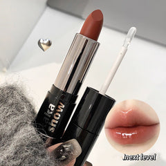 YICKYUE  -  Double Head Raincoat Lipstick Matte Mirror Lip Glaze Crystal Lip Tint Oil Clear Water Light Lip Gloss Lasting Non-stick Makeup