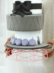Pink Dessert Stand Geometric Line Cake Stand Props Wedding Celebration Dessert Cake Plate Decoration Ornaments