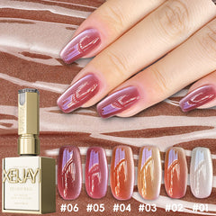 YICKYUE  -  15ml Ice Candy Cat's Eye Gel Nail Polish - Peelable, UV/LED Soak-Off, 6 Colors For Choose, Glossy Finish for DIY & Salon