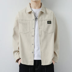 Hearujoy Spring Autumn Men's corduroy shirt Safari Style Long Sleeve Lapel jacket top Casual Loose High Quality Shirts Mens Clothing