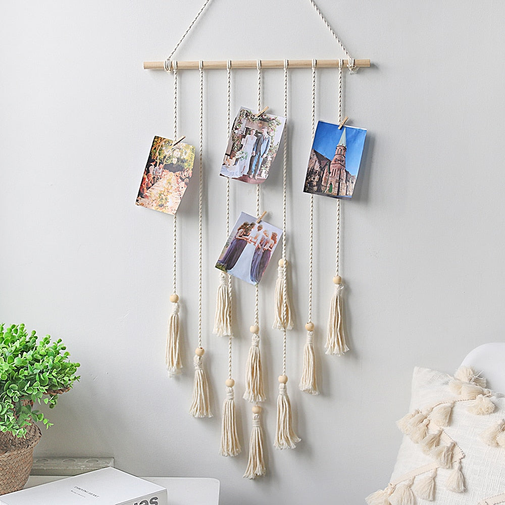 Photo Display Macrame Wall Hanging Hanging Wall Pictures Boho Home Decor Kids Baby Room Decoration Gift  Friend And Family