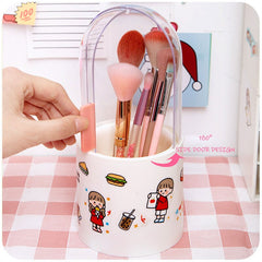 W&G Makeup Brush Storage Tube Box Acrylic Desk Ins Desktop Dustproof Portable Cute Girl Pearl Kawaii Storage Bucket