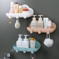 Bathroom Accessories Cosmetic Storage Box Hook Soap Rack Drain Organizer Multifunctional Wallmounted Shower Tray Rack Free Punch