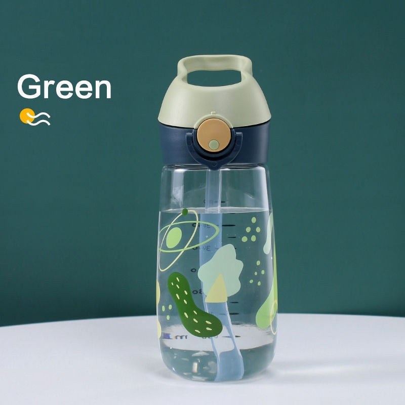 480ml High Quality Tritan Material Kids Water Bottle With Straw BPA Free Durable Plastic Children Drinking Bottle