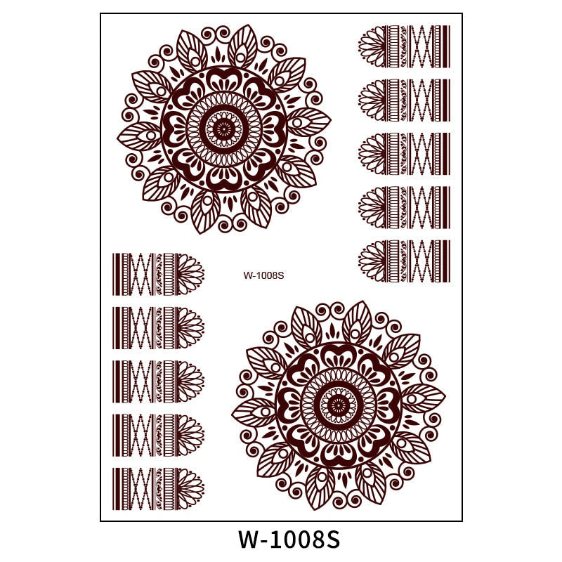 Yickyue Lace Tattoo Sticker Waterproof Temporary Tattoos Brown Fake Tattoo Body Art Featured Semi-Permanent Tattoo Temporary Waterproof