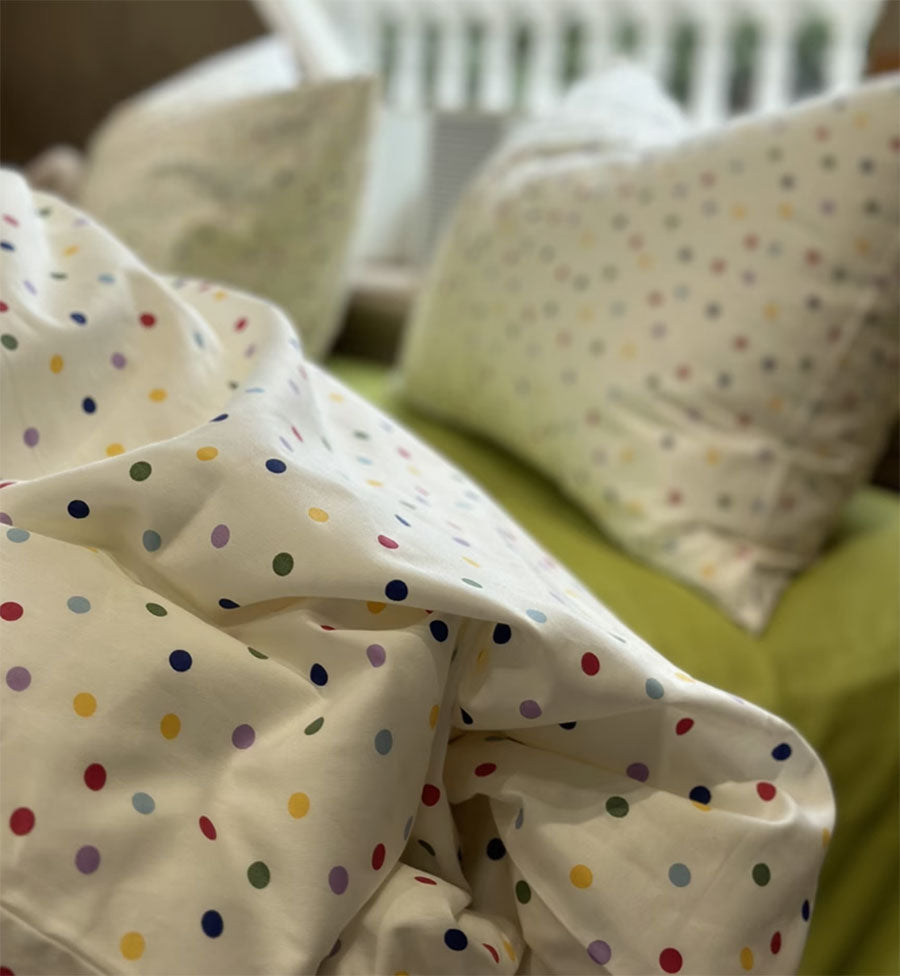 YICKYUE  -  Fashion cute colorful polka dot bedding set kid,twin full queen king green cotton home textile bed sheet pillow case quilt cover