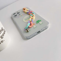 Cartoon mushroom silicone phone case bracelet cover diy 3d cute capa for iphone 11 12 mini pro max 7 8 plus x xr xs max conque