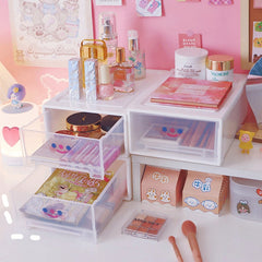 Ins Desk Organizer Storage Transparent Drawer Multilayer Organizer Holder Plastic Stackable 3 Tier Makeup Lipstick Cosmetic Rack