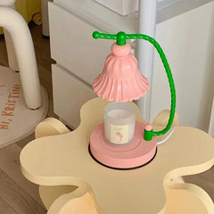 YICKYUE  -  Korean Room Decor Girl Bedside Lamp Pink Table Lamps Gift Aesthetic Mediterranean Style Bedroom Aroma Candle Warmer