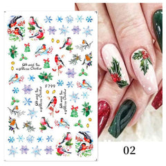 Sliver Bronzing 3D Christmas Nail Art Decoration Sticker Sparkly White Colorful Glitter Geometry Snowflake Winter Slider Foil