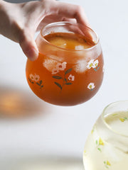 Lovely Little Flower High Borosilicate Tumbler Glass Office Drinking Cup Household Tea Cup Milk Coffee Cup Creative Cool Cup