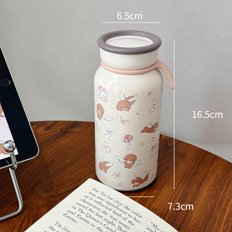 YICKYUE  -  Kawaii Coffee Tumbler Cute Puppy Stainless Steel Thermal Water Bottle Leak-proof Girl Thermos Cup For Tea Coffee Juice Tea 400ml