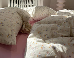 YICKYUE  -  Romantic sweet pink floral bedding set girl,twin full queen king flower cotton home textile bed sheet pillow case quilt cover