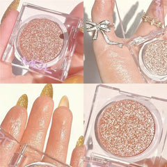 YICKYUE  -  1Pc Diamond Glitter Eyeshadow Shiny Pearlescent White Brown with Flash Eye Shadow Palette Long Lasting Eyes Makeup Cosmetics