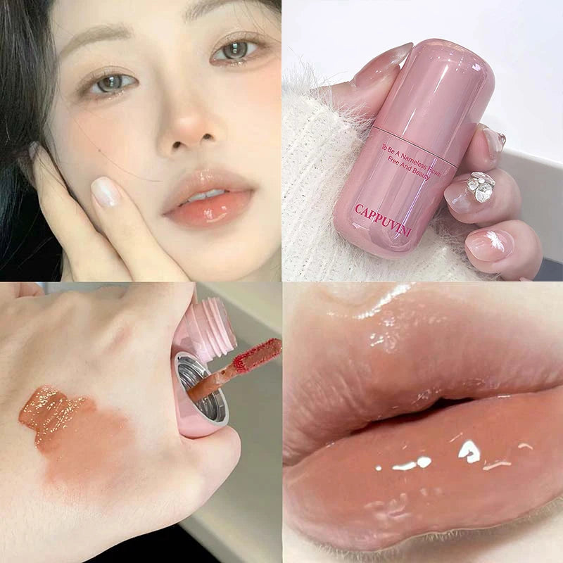 YICKYUE  -  Juicy Purple Lip Gloss Mirror Transparent Glass Lip Oil Non-Fading Hydrating Liquid Lipstick Watery Texture Clear Tint Makeup