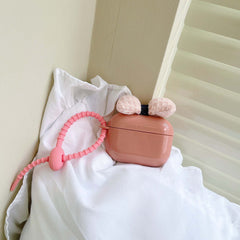 Pink bow pendant earphone case for apple airpods 3 headset cover for airpod pro 2 1 wireless bluetooth charging box for airpods