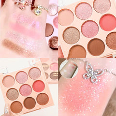 YICKYUE  -  Ice Cream Eyeshadow Palette Glitter Rose Aegyosal Blush Oat Milk Tea Purple Eye Shadows Cool Tone Korean Makeup Women Cosmetics