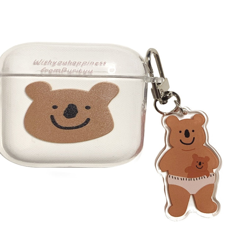 Ins Koala cute earphone case for airpod 2/1 silicone case for apple airpods pro 3 cartoon cover wireless headphone capa keychain