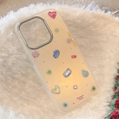 Gilding Laser Colorful Gemstone Pattern Plating Laser Phone Case for IPhone 17 13 14 15 16 Pro Max Shockproof Protective Cover