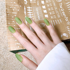 Fake press on nails matte coffin head Flat-Head Frosted Green Wearable Nail Stickers Finished Nail wearable full cover nail tips
