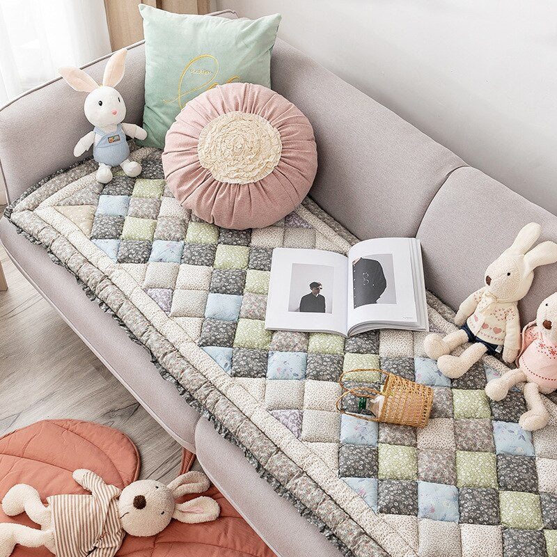 Korean Sofa Cushion Plaid Carpet Anti-Slip Rugs Thicken Cushion for Living Room Decor Seat Cushion Tatami Mat CHAUSUB