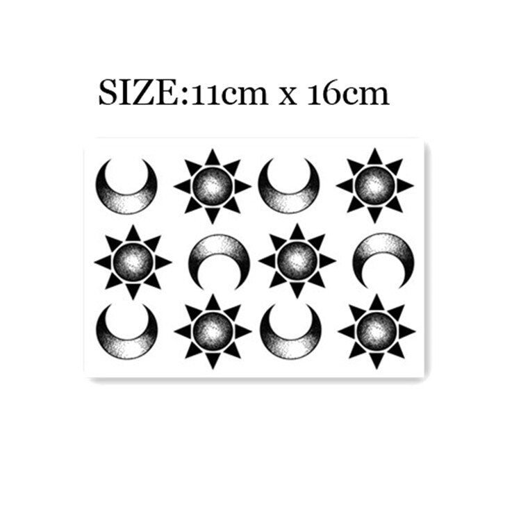 Waterproof Temporary Tattoo Sticker Harajuku Couple Sun And Moon Pattern Design Body Art Fake Tattoo Flash Tattoo Arm Female