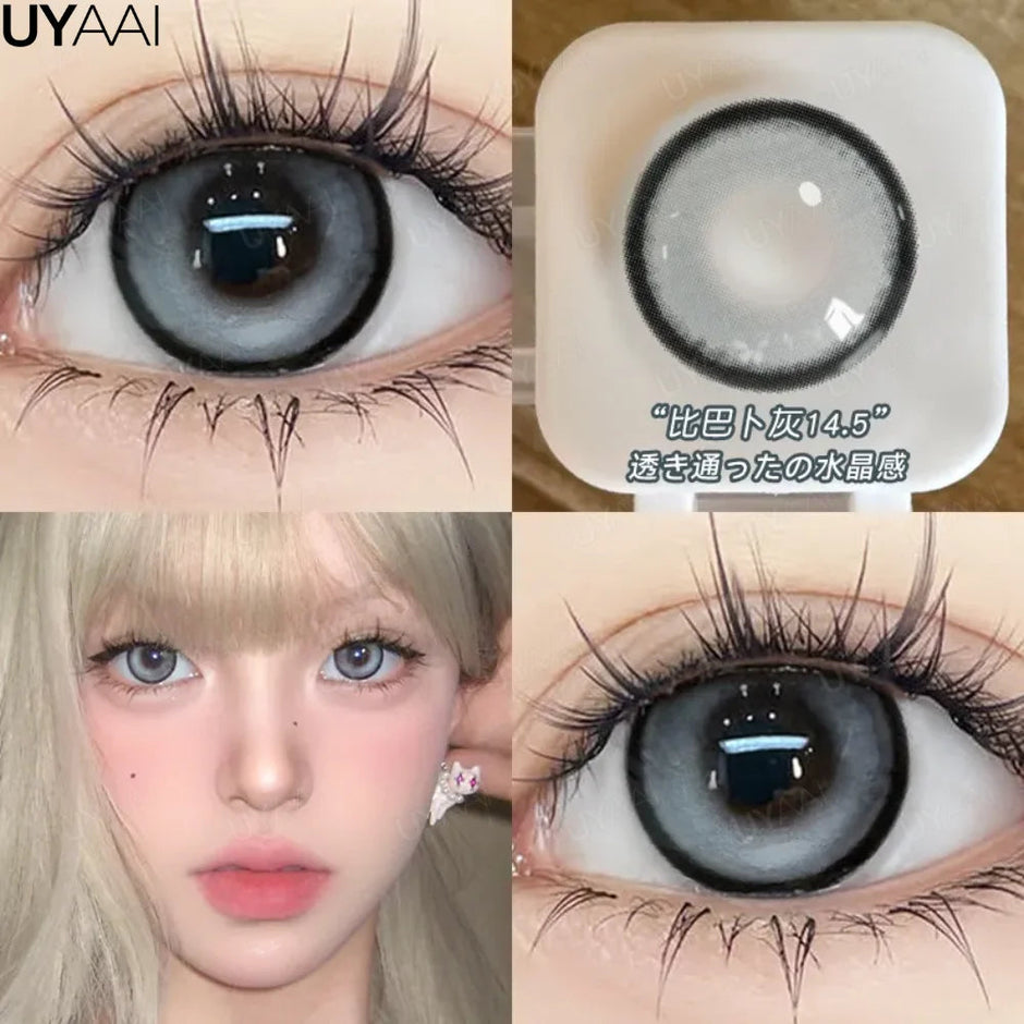 YICKYUE - Color Contact Lenses for Eyes Gray Colored Lenses 15mm Black Lenses Green Pupils Discounts Colorful Purple Lens