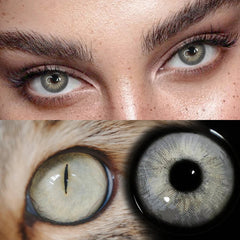 YICKYUE  Natural Green Cat Eyes Colored Contact Lenses 1Pair Beauty Blue Lens Half Yearly Grey Pupils Brown Contacts New