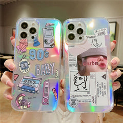 Hot Europe and America retro personality 90s cute girl soft silicone case for iphone 12 Pro MiNi 11 Pro MAX X XS XR 7 8 SE cover