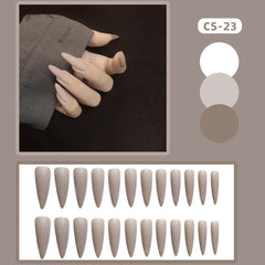 24pcs fake press-on nails long Powder grey nude colo racryl nail manicure removable nail tips Manicure patch wholesale nails