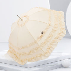 Bride Umbrella Creative Wedding Sunny Rain Umbrella Pagoda Parasol Black And White Powder Double Large Lace Up Princess Umbrella