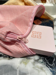 W&G Cream Ins Storage Bag Cosmetic Handbag Organizer Pencil Case Large-capacity School Stationery Pencil Bag Plaid Bag for Women