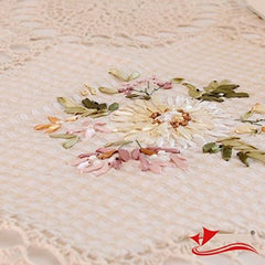 Designer 100% Handmade Crochet Tablecloth,Elegant European Rustic Floral Table Decoration,Cotton Linen Hollow Out Table Cloth