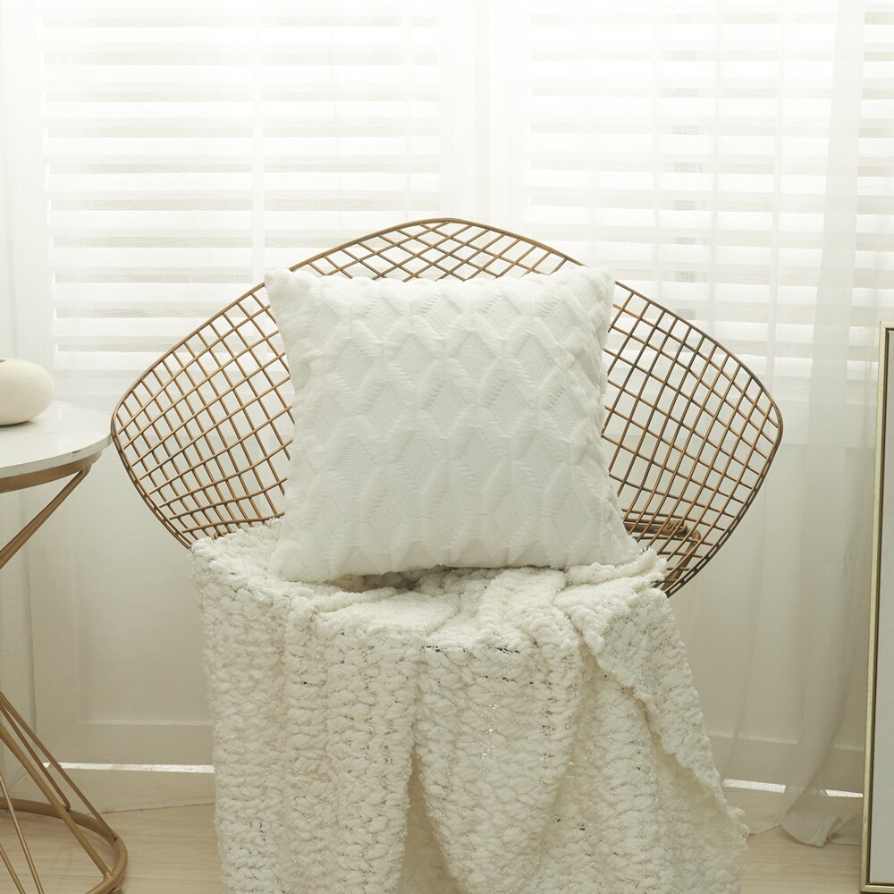 3D Rhombus Plush Pillow Cover Geometric Decorative Throw Pillow Case Soft Cozy Bed Sofa Cushion Cover Faux Fur Nordic Home Decor