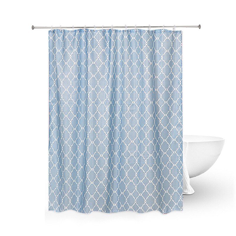 Yickyue Modern Simple Mildew Resistant Long Waterproof Plain Polyster Blue Geometric Shower Curtain For Hotel