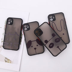 Black soft silicone animal dog panda cartoon phone case for iphone x xr xs max 7 8 plus 12 mini 11 pro max cute rabbit cat cover