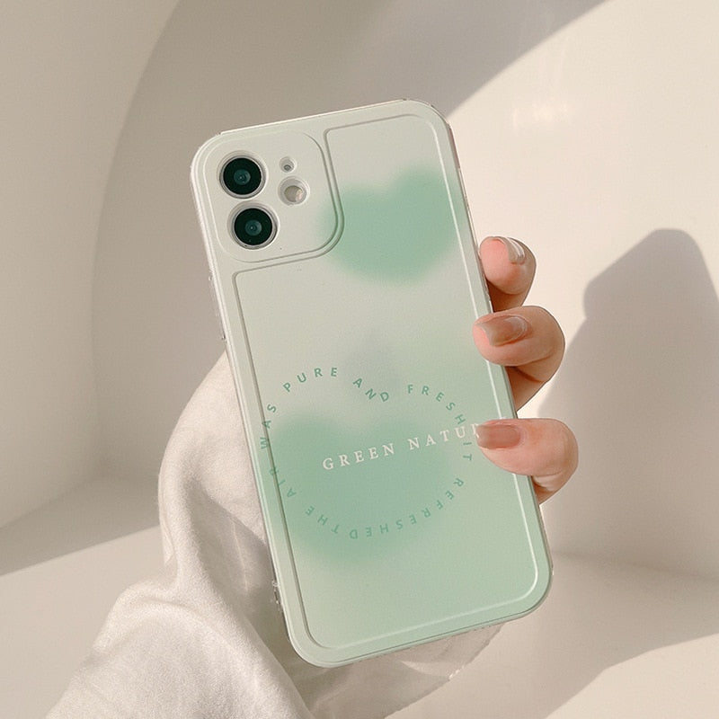 Ins love Gradient silicone cover phone case for iphone 11 12 mini pro max x xr xs max 8 7 plus se  capa shell funda