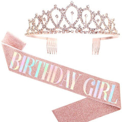 Girls Birthday Crown Tiara Set for Women Girl Birthday Party Decoration Supplies H9EF