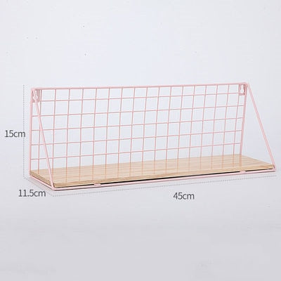 Pink Wall Shelves Perforation-free Bedroom Decoration Simple Flower Stand Wall-mounted Partition One-word Shelf