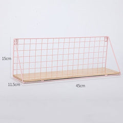 Pink Wall Shelves Perforation-free Bedroom Decoration Simple Flower Stand Wall-mounted Partition One-word Shelf