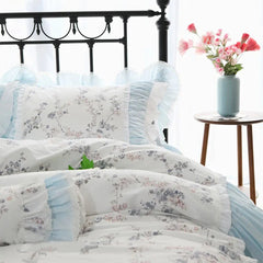 Yickyue -  blue floral bedding set girl,twin full queen king cotton single double home textile bedspread pillow case duvet cover