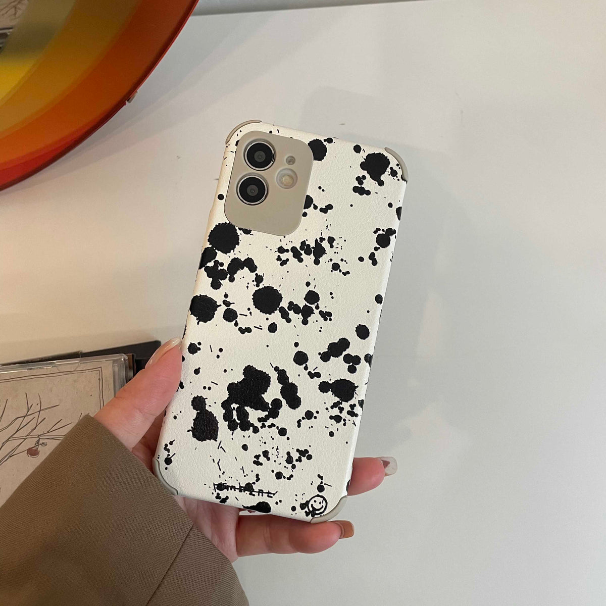Splash ink oil painting leather phone case for iphone 12 11 pro max 7 8 plus x xr xs max art soft silicone protective cover