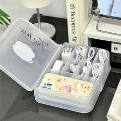 YICKYUE  -  Kawaii Plastic Storage Box Organizer For Phone Case Charging Cable Cute Desk Organizers Portable Home Wire Organizer Container
